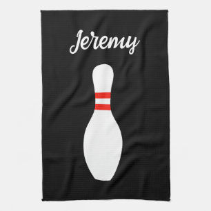 Gepersonaliseerde keukenhanddoek voor bowlingfans
