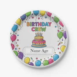 Gepersonaliseerde Kids Birthday Crew Paper Borden Papieren Bordje