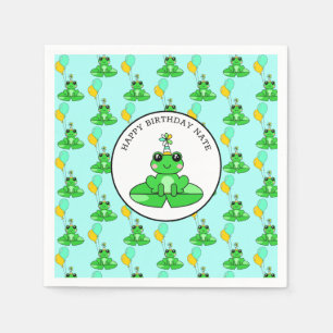 Gepersonaliseerde kikker Happy Birthday Servet