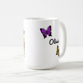 Gepersonaliseerde kikker met bloemen op Lilypad Koffiemok (Voorkant rechts)