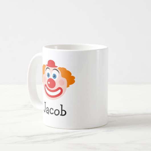 Gepersonaliseerde kind mok met leuke clown cartoon (Voorkant links)