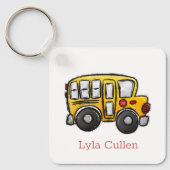 Gepersonaliseerde kind rugzak Label schoolbus Sleutelhanger (Voorkant)