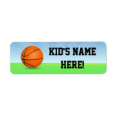 Gepersonaliseerde Kind sport basketbal naam school Etiket (Voorkant)
