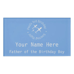Gepersonaliseerde Kind Verjaardag Vliegtuigen Blue Naambadge
