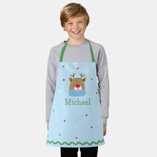 Gepersonaliseerde Kinder feestelijke rendierkerst Schort