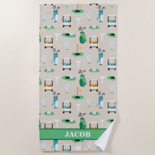 Gepersonaliseerde Kinder Golfer Golfcart Golfsport Strandlaken