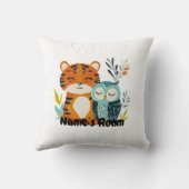 Gepersonaliseerde Kinder kamer met tijger en uil o Kussen (Achterkant)