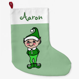 Gepersonaliseerde Kinder kerstfeest Elf Stocking Grote Kerstsok