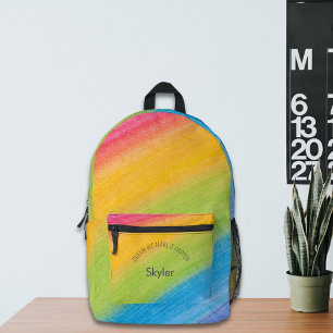 Gepersonaliseerde Kinder Naam Tekst Regenboog Stre Bedrukte Rugzak