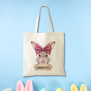 Gepersonaliseerde Kinder Paas Canvas tas met Bunny
