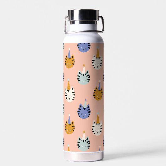 Gepersonaliseerde Kinder Party Cat Waterfles (Achterkant)