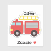 Gepersonaliseerde Kinder rode vuurwagen Stickers (Vel)