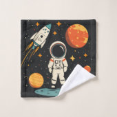 Gepersonaliseerde Kinder ruimteraketplaneten Bad Handdoek (Wasdoekje)