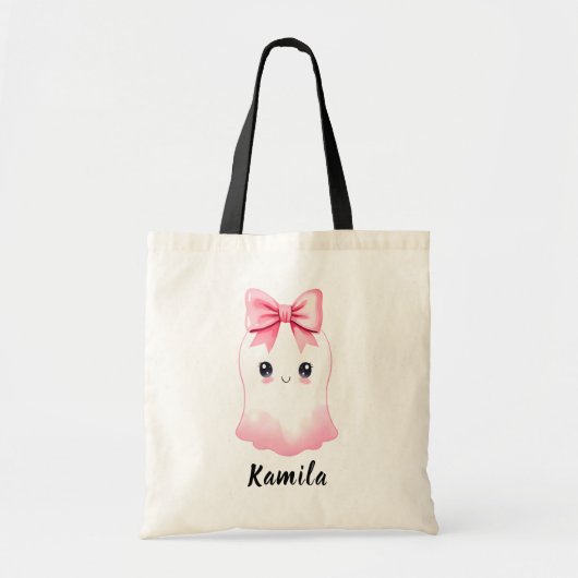 Gepersonaliseerde Kinder Schattigee Ghost Hallowee Tote Bag (Voorkant)