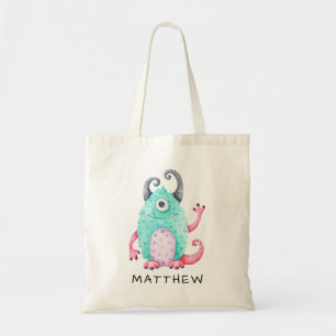 Gepersonaliseerde Kinder Schattigee Monster Canvas Tote Bag
