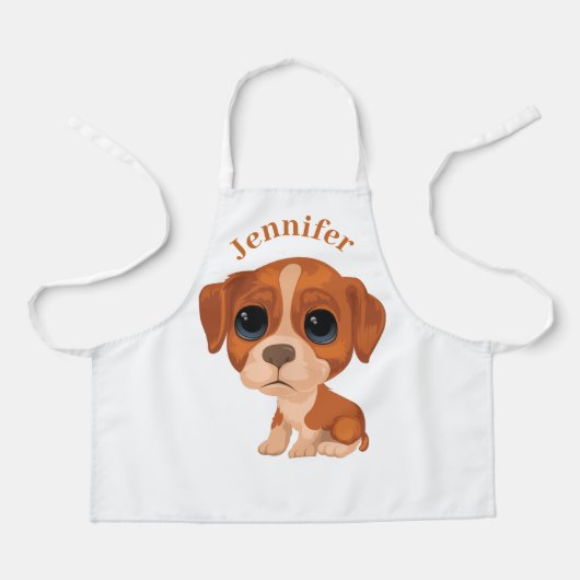 Gepersonaliseerde Kinder Schattigee Puppy All-Over Schort (Voorkant)