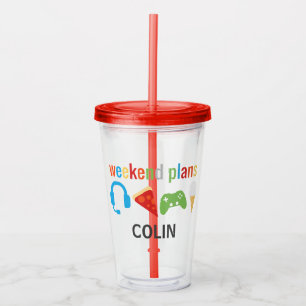 Gepersonaliseerde Kinder Weekend Plannen Videospel Acryl Drinkbeker