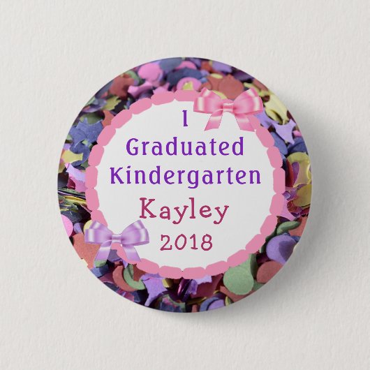 Gepersonaliseerde Kindergarten Afstuderen Confetti Ronde Button 5,7 Cm (Voorkant)