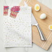 Gepersonaliseerde Kind's Cupcake Shop Keuken Handd Theedoek (Quarter Fold)