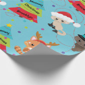 Gepersonaliseerde Kitten Kerstmis Cadeaupapier (Hoek)