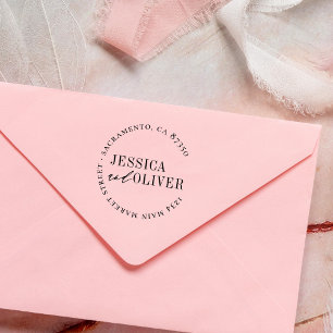 Gepersonaliseerde klassieke bruiloft ronde retour  zelfinktende stempel