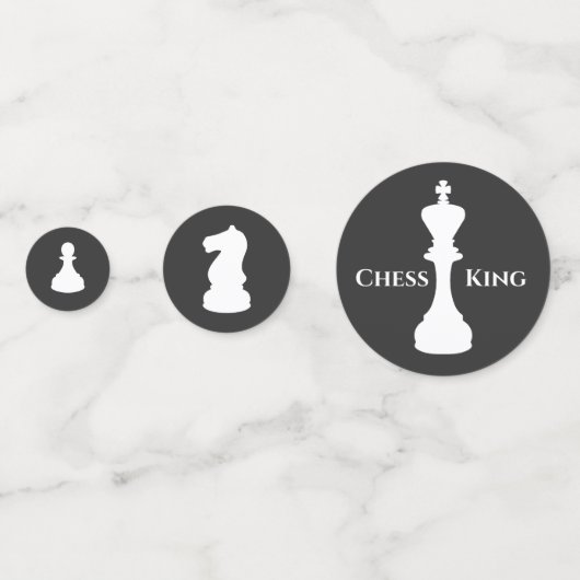 Gepersonaliseerde klassieke schaakstukken King Que Confetti (Voorkanten)