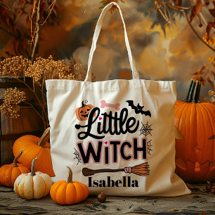 Gepersonaliseerde kleine heks Trick or treat Snoep Tote Bag