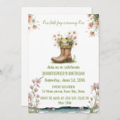 Gepersonaliseerde kleine kikker 1e verjaardagsfees kaart (Voorkant / Achterkant)