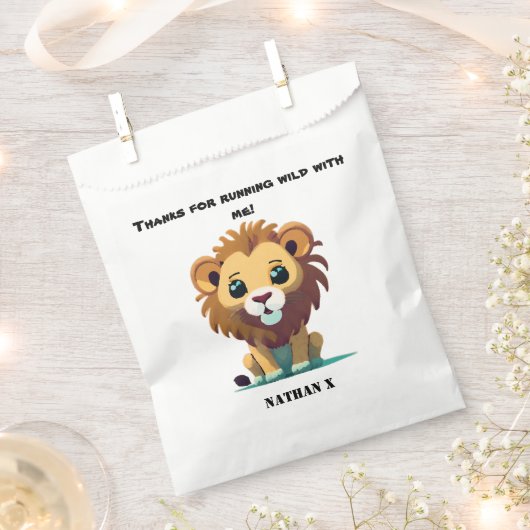 Gepersonaliseerde kleine leeuw verjaardag bedankzakje (Geknipt)