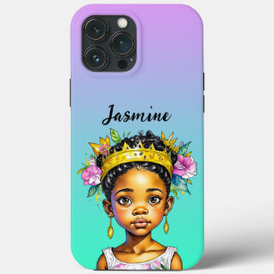 Gepersonaliseerde kleine meisje prinses van kleur iPhone 13 pro max hoesje