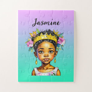 Gepersonaliseerde kleine meisje prinses van kleur legpuzzel