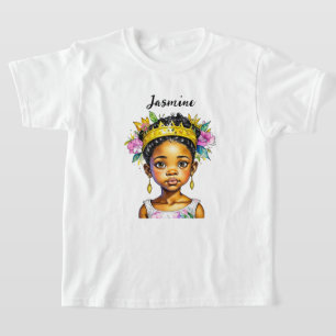 Gepersonaliseerde kleine meisje prinses van kleur t-shirt