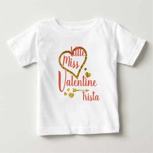 Gepersonaliseerde kleine Miss Valentijn Shirt (Voorkant)
