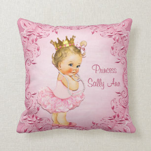 Gepersonaliseerde kleine prinses Ballerina Pink Kussen