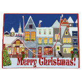 Gepersonaliseerde kleine stadscène kerst large cadeauzakje (Voorkant)