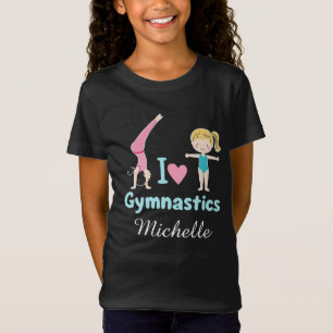 Gepersonaliseerde kleine turnster meisje, ik hou v t-shirt