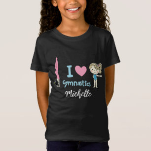 Gepersonaliseerde kleine turnster meisje, ik hou v t-shirt