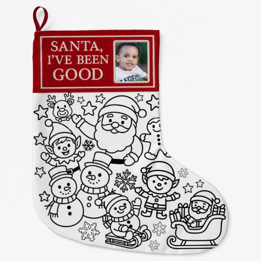 Gepersonaliseerde kleur uw eigen kerstkous grote kerstsok (Voorkant)