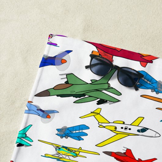 Gepersonaliseerde kleurige vliegtuigpatronen strandlaken (In situ)