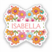 Gepersonaliseerde kleurrijke bloem sticker (Voorkant)