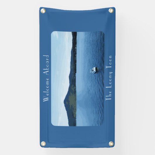 Gepersonaliseerde kleurrijke bootdecoratie ponton spandoek (Verticaal)