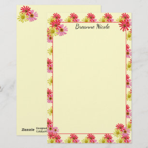 Gepersonaliseerde kleurrijke Cactus Zinnia 5.5 x 8 Briefpapier