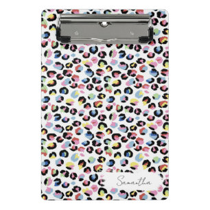 Gepersonaliseerde kleurrijke dierenprint mini klem klembord