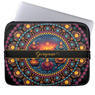 Gepersonaliseerde kleurrijke Diwali Festival Manda Laptop Sleeve