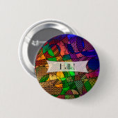 Gepersonaliseerde kleurrijke, getextureerde geomet ronde button 5,7 cm (Voorkant /achterkant)