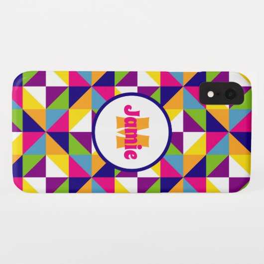 Gepersonaliseerde kleurrijke gewatteerde look drie Case-Mate iPhone case (Achterkant (horizontaal))