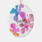 Gepersonaliseerde kleurrijke kerstversiering keramisch ornament (Rechts)