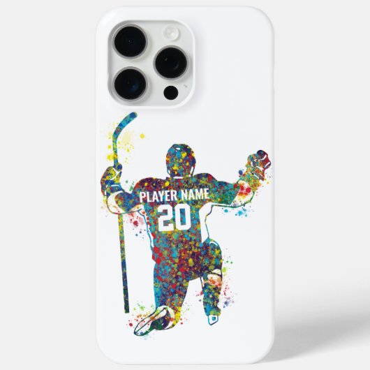 Gepersonaliseerde kleurrijke Man / Boy hockey spel Case-Mate iPhone Case (Achterkant)