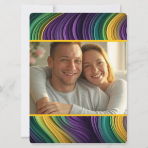 gepersonaliseerde Kleurrijke Mardi Gras golf patte Feestdagenkaart