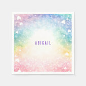 Gepersonaliseerde kleurrijke meisje verjaardagsfee servet (Voorkant)